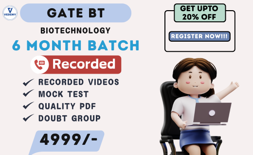 Vedemy GATE BT 2025 Recorded Course – 6 Months | Full Syllabus @ ₹4999