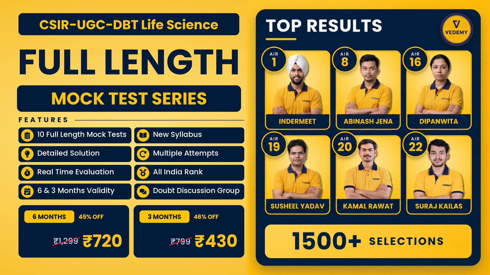 Full Length Mock Test Series | CSIR-UGC-DBT Life Science (3 & 6 Months)
